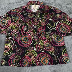 Wear It Womens Cotton Psychedelic Swirl Button Front Jacket Multicolor‎ Size 2